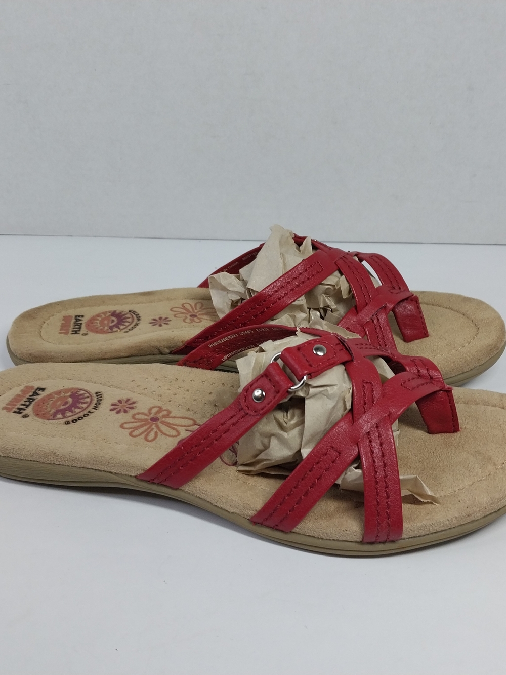 Earth Spirit Wini Slides Women's 6.5 Red Strappy Gelron 2000 Sandal Shoes Boho - Picture 7 of 12